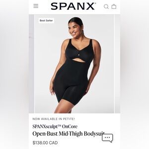 SPANX Black Open-Bust Mid-Thigh Bodysuit